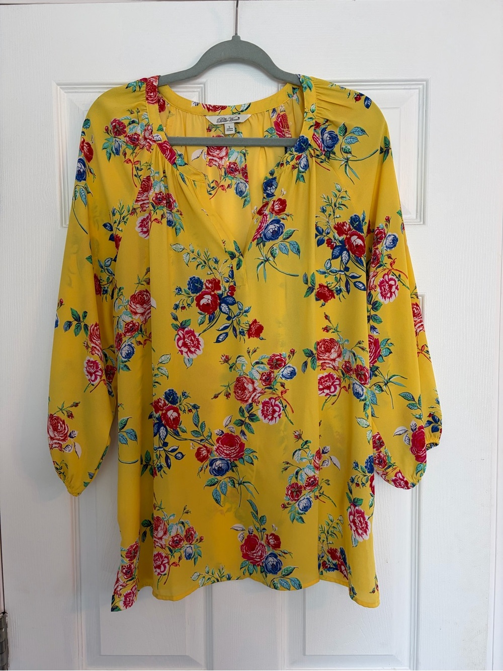 The Pioneer Woman Yellow Floral Peasant Blouse